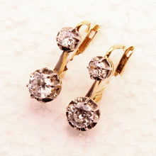 Antique Victorian Earrings 18k gold platinum diamonds sleepers French (7320)