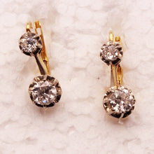 Antique Victorian Earrings 18k gold platinum diamonds sleepers French (7320)