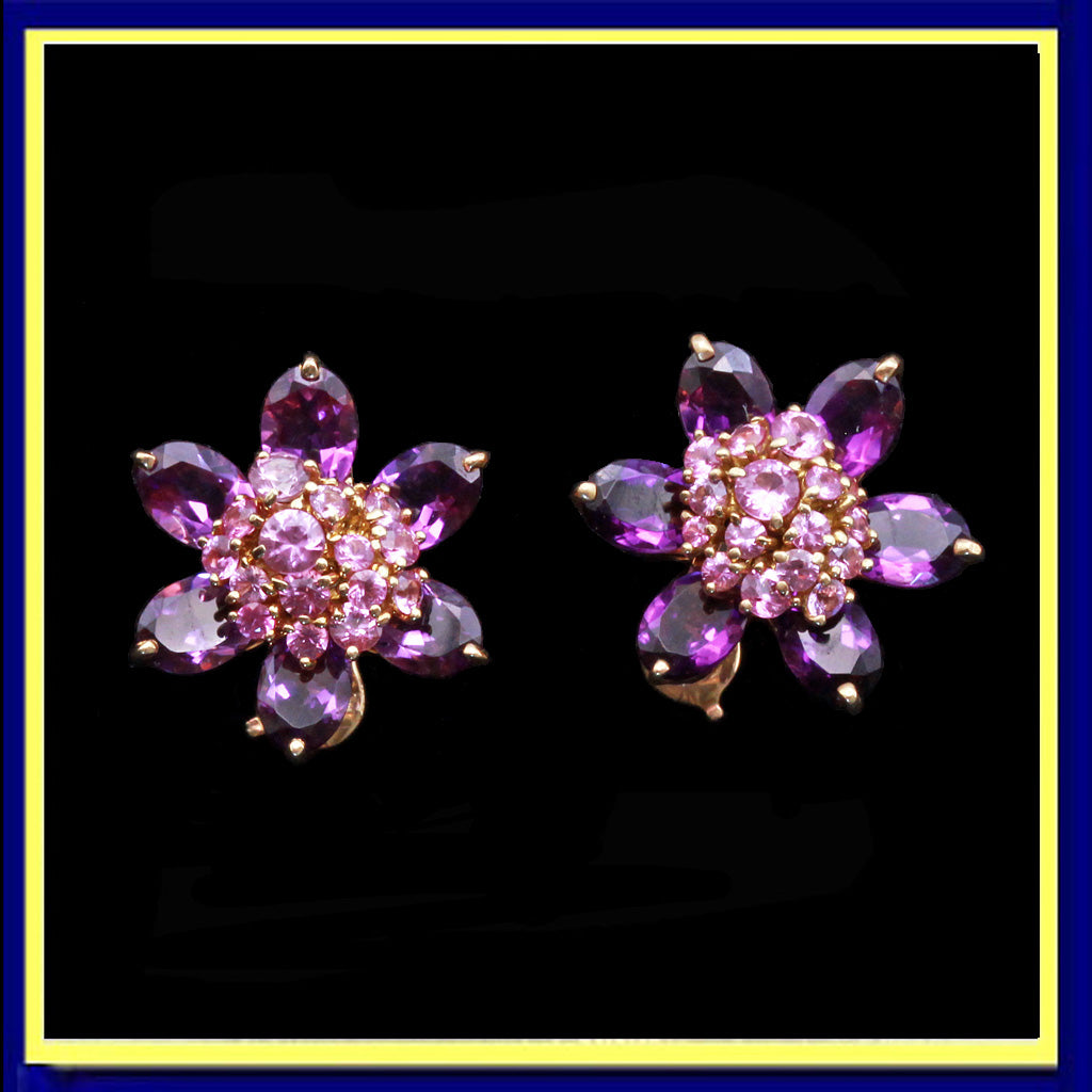 Van Cleef & Arpels Hawaii earrings pink sapphires amethysts 18k gold