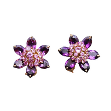 Van Cleef & Arpels Hawaii Earrings pink sapphires amethysts 18k gold signed (7331)