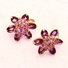 Van Cleef & Arpels Hawaii Earrings pink sapphires amethysts 18k gold signed (7331)