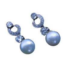 Antique dangle earrings natural pearls diamonds platinum gold GIA cert (7368)