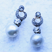 Antique dangle earrings natural pearls diamonds platinum gold GIA cert (7368)