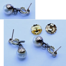 Antique dangle earrings natural pearls diamonds platinum gold GIA cert (7368)