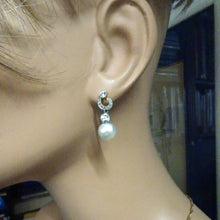 Antique dangle earrings natural pearls diamonds platinum gold GIA cert (7368)