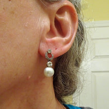 Antique dangle earrings natural pearls diamonds platinum gold GIA cert (7368)