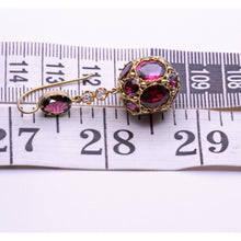 Antique Victorian earrings dangle ear pendants gold garnet diamond unique (7370)