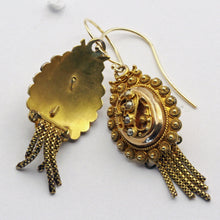 Antique Victorian earrings 14k gold cannetille seed pearls filigree Dutch (7378)