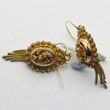 Antique Victorian earrings 14k gold cannetille seed pearls filigree Dutch (7378)