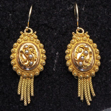 Antique Victorian earrings 14k gold cannetille seed pearls filigree Dutch (7378)