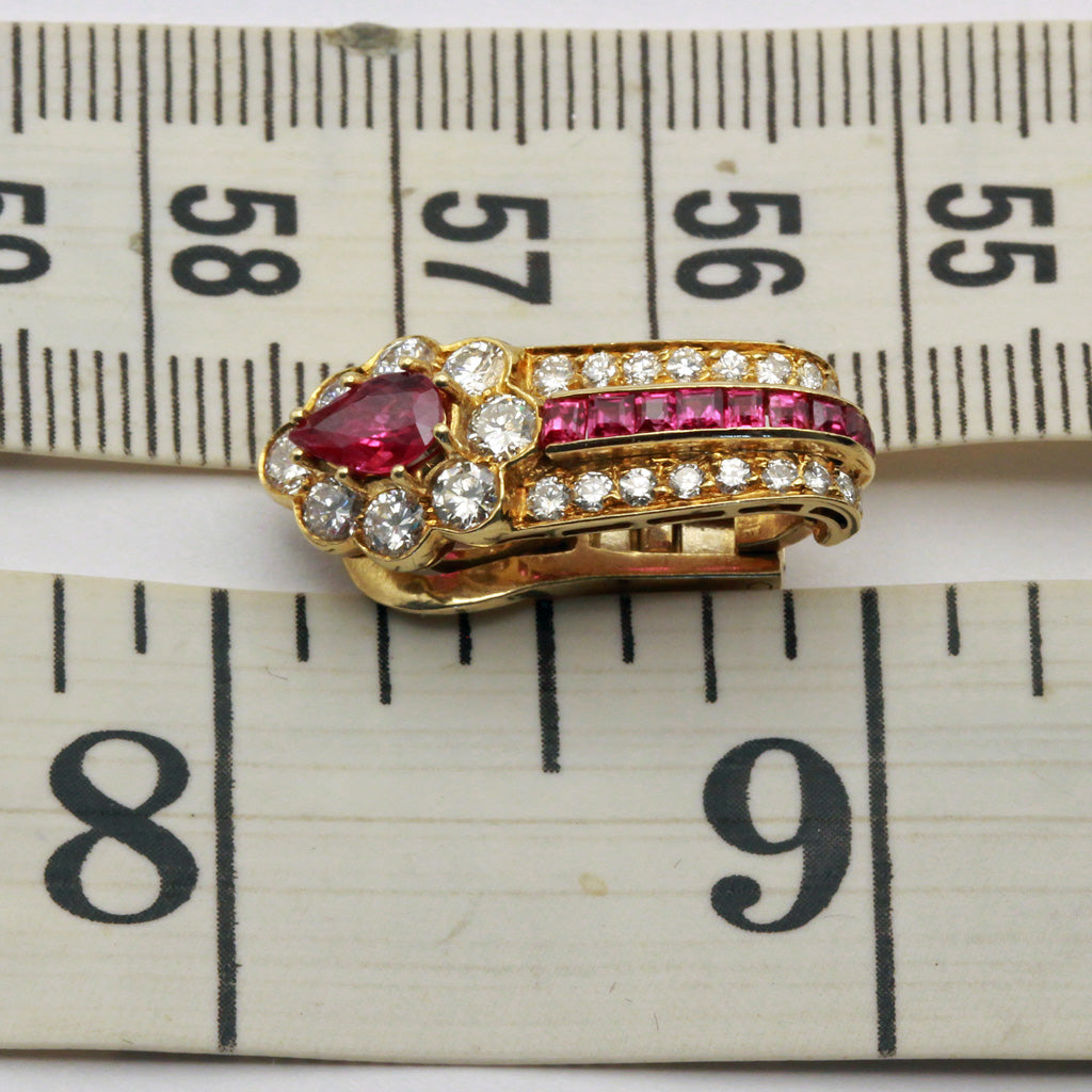GRAFF earrings ear clips 18k gold rubies diamonds luxury for Non pierced (7385)