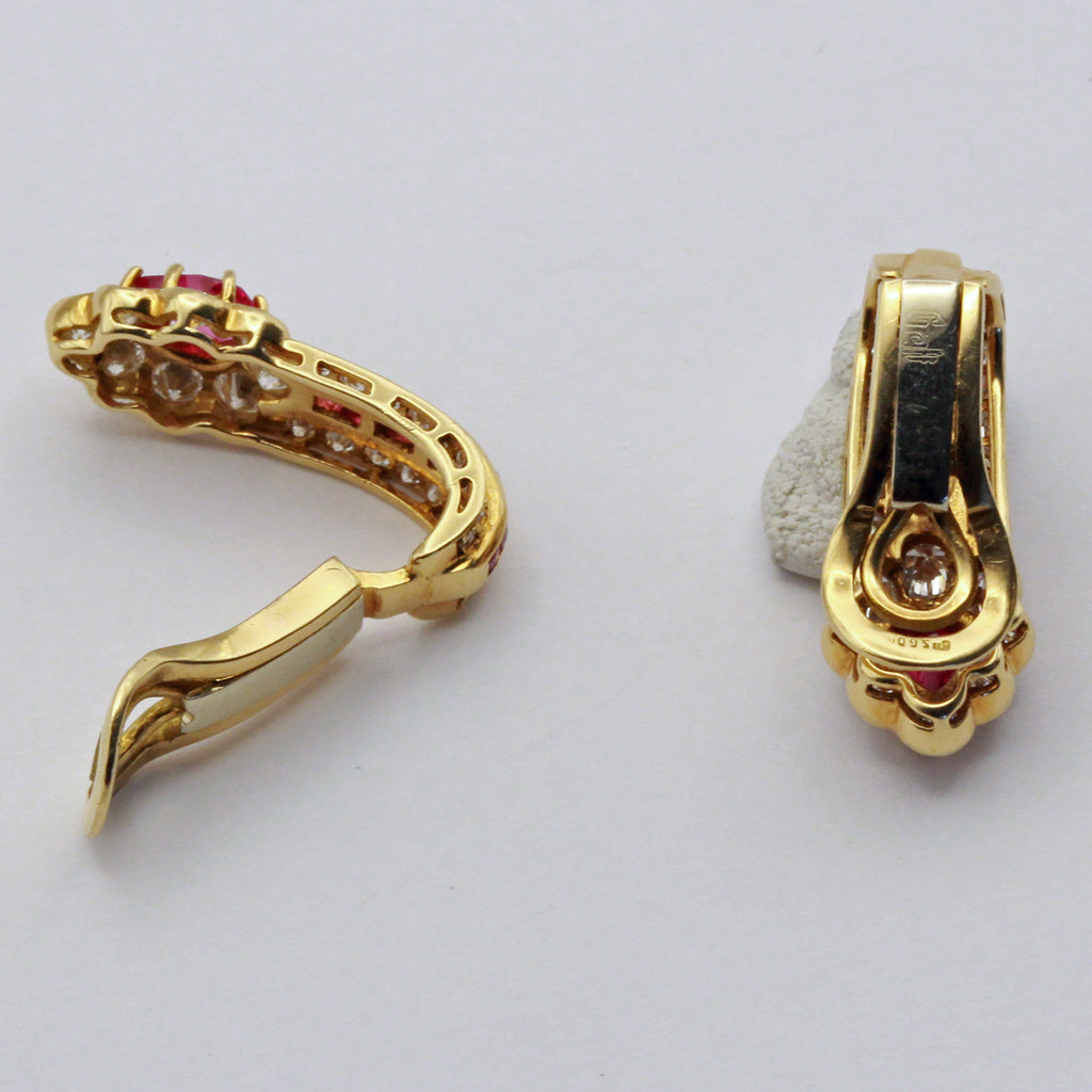 GRAFF earrings ear clips 18k gold rubies diamonds luxury for Non pierced (7385)