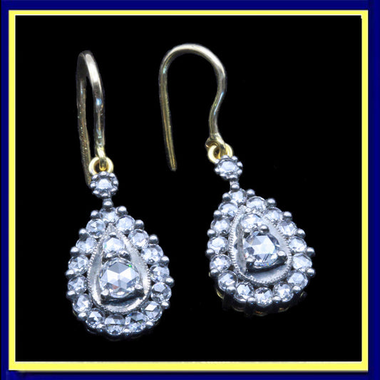 Antique Victorian diamond earrings gold silver ear pendants