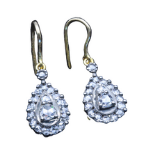 Antique Victorian diamond earrings 18k gold, silver ear pendants Appraisal (7398)