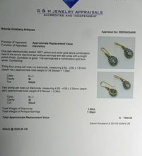 Antique Victorian diamond earrings 18k gold, silver ear pendants Appraisal (7398)