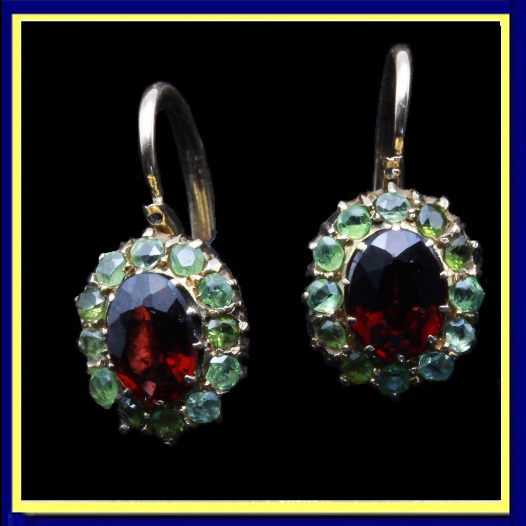 antique earrings demantoid garnets Imperial Russia