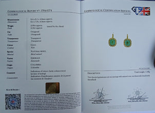 Antique Victorian earrings Emeralds Diamonds Gold ultimate cushion cuts (7410)