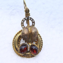 Antique Victorian earrings Gold cabochon garnets pearls Day Night versatile(7413)