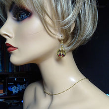 Antique Victorian earrings Gold cabochon garnets pearls Day Night versatile(7413)