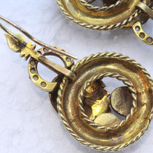 Antique Victorian earrings Gold cabochon garnets pearls Day Night versatile(7413)