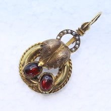 Antique Victorian earrings Gold cabochon garnets pearls Day Night versatile(7413)