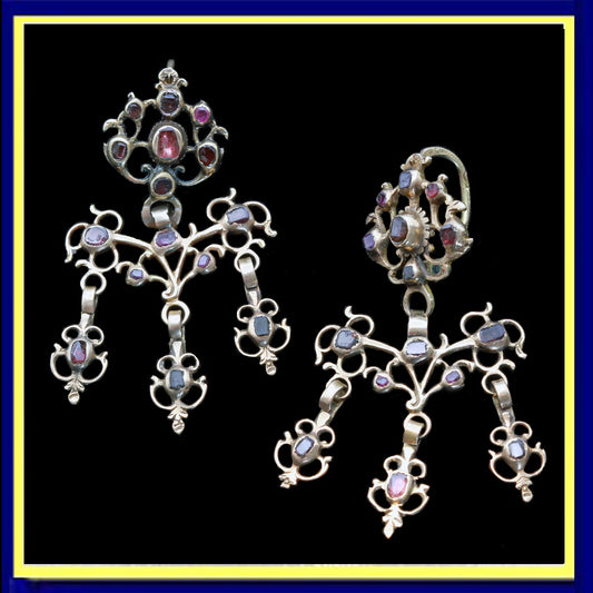 antique Georgian earrings ear pendants girandole gold garnets