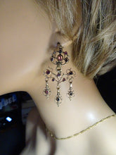 Antique Georgian earrings ear pendants Girandole gold garnets 18th century(7416)