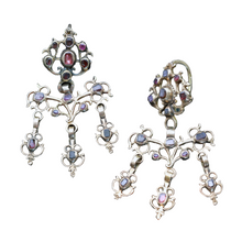 Antique Georgian earrings ear pendants Girandole gold garnets 18th century(7416)