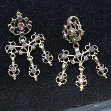 Antique Georgian earrings ear pendants Girandole gold garnets 18th century(7416)
