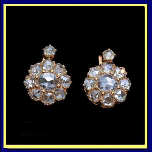Antique VIctorian earrings gold diamonds diamond Naples