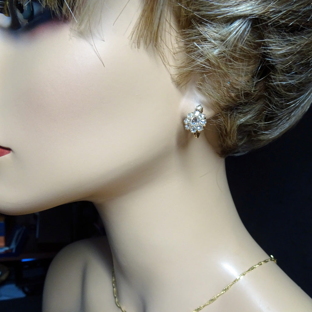 Antique Victorian earrings gold diamonds versatile diamond flowers Naples (7424)