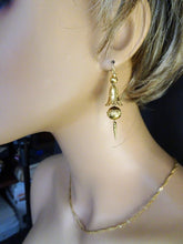 Antique Victorian Earrings yellow gold swing dangling drop bells filigree (7437)