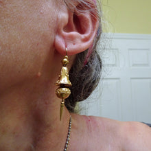 Antique Victorian Earrings yellow gold swing dangling drop bells filigree (7437)