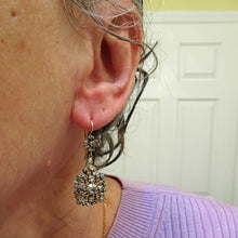 Antique Georgian earrings dangle ear pendants gold silver diamonds (7438)