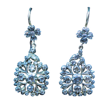 Antique Georgian earrings dangle ear pendants gold silver diamonds (7438)