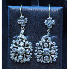 Antique Georgian earrings dangle ear pendants gold silver diamonds (7438)