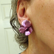 JAR Joel Arthur Rosenthal pansy Earrings 18k gold pink aluminium Vintage (7449)