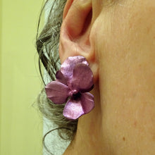 JAR Joel Arthur Rosenthal pansy Earrings 18k gold pink aluminium Vintage (7449)