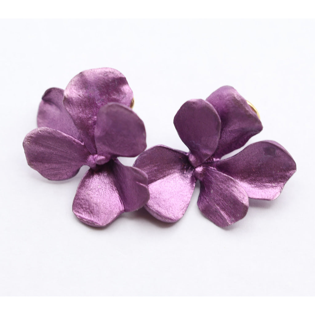 JAR Joel Arthur Rosenthal pansy Earrings 18k gold pink aluminium Vintage (7449)
