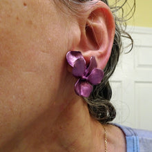 JAR Joel Arthur Rosenthal pansy Earrings 18k gold pink aluminium Vintage (7449)