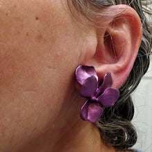 JAR Joel Arthur Rosenthal pansy Earrings 18k gold pink aluminium Vintage (7449)