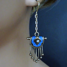 Antique Victorian Earrings Gold pearls enamel fringes dangle dance c1850 (7457)