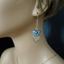 Antique Victorian Earrings Gold pearls enamel fringes dangle dance c1850 (7457)