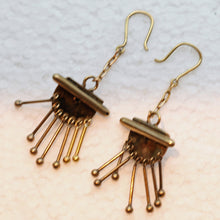Antique Victorian Earrings Gold pearls enamel fringes dangle dance c1850 (7457)