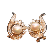 FUSET Art Deco earrings diamonds platinum pearls Barcelona, Spain c1930 (7463)