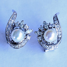FUSET Art Deco earrings diamonds platinum pearls Barcelona, Spain c1930 (7463)
