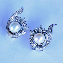 FUSET Art Deco earrings diamonds platinum pearls Barcelona, Spain c1930 (7463)