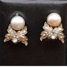 Attributed Frida Kahlo vintage earrings diamonds pearls silver gold (7464)