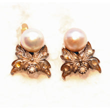 Attributed Frida Kahlo vintage earrings diamonds pearls silver gold (7464)