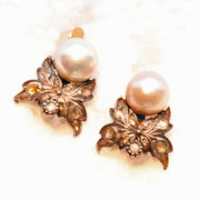 Attributed Frida Kahlo vintage earrings diamonds pearls silver gold (7464)
